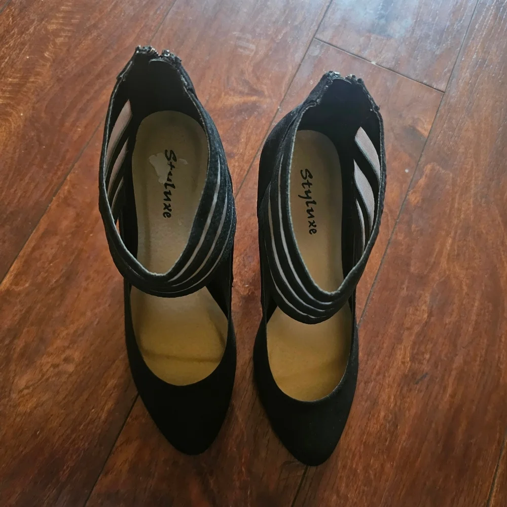 Styluxe Black Mesh Women's Heels, Size 8.5 - Picture 5 of 6